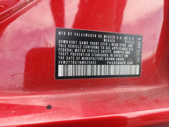 63748186 :رقم المزاد ، 3VW2T7BU1NM025693 vin ، 2022 Volkswagen Jetta مزاد بيع