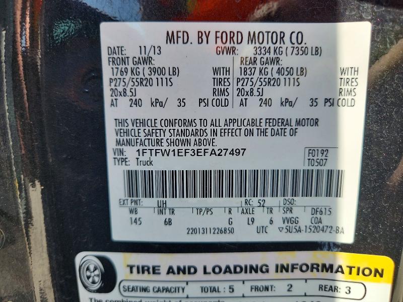 Продажа на аукционе авто 2014 Ford F150, vin: 1FTFW1EF3EFA27497, номер лота: 64944676