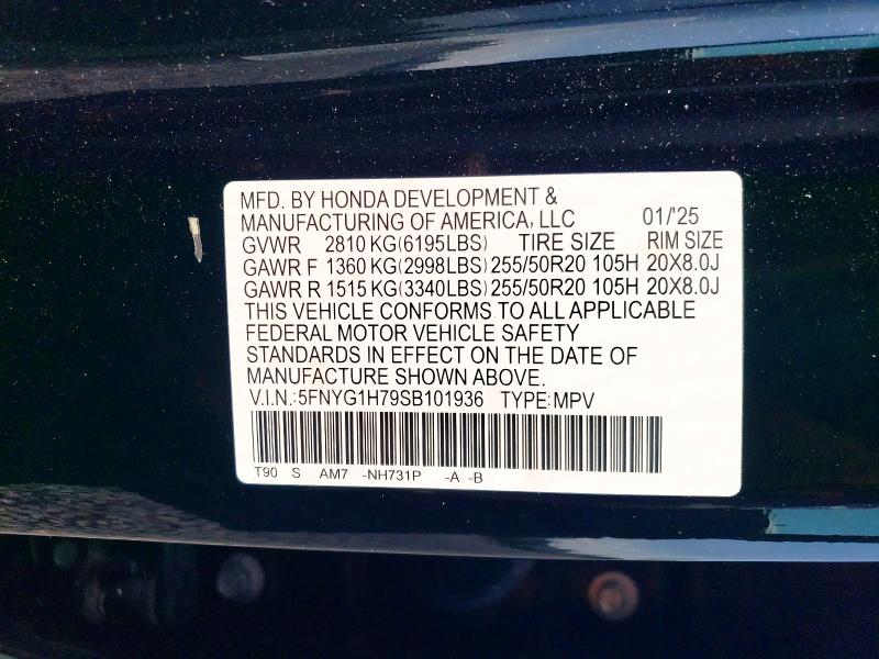 Продажа на аукционе авто 2025 Honda Pilot, vin: 5FNYG1H79SB101936, номер лота: 63992016