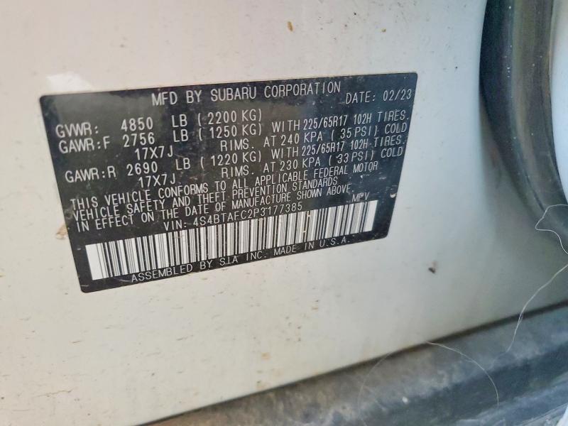 2023 Subaru Outback მანქანა იყიდება აუქციონზე, vin: 4S4BTAFC2P3177385, აუქციონის ნომერი: 63530056
