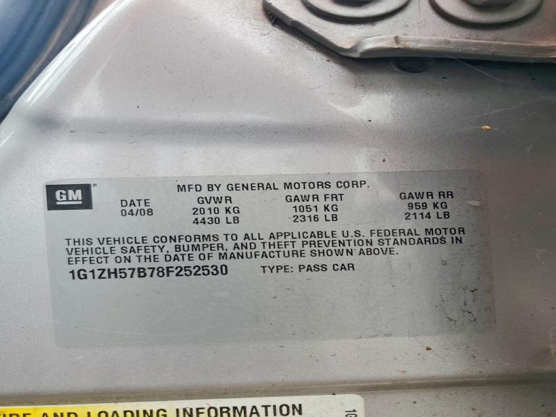 Продажа на аукционе авто 2008 Chevrolet Malibu, vin: 1G1ZH57B78F252530, номер лота: 65296206