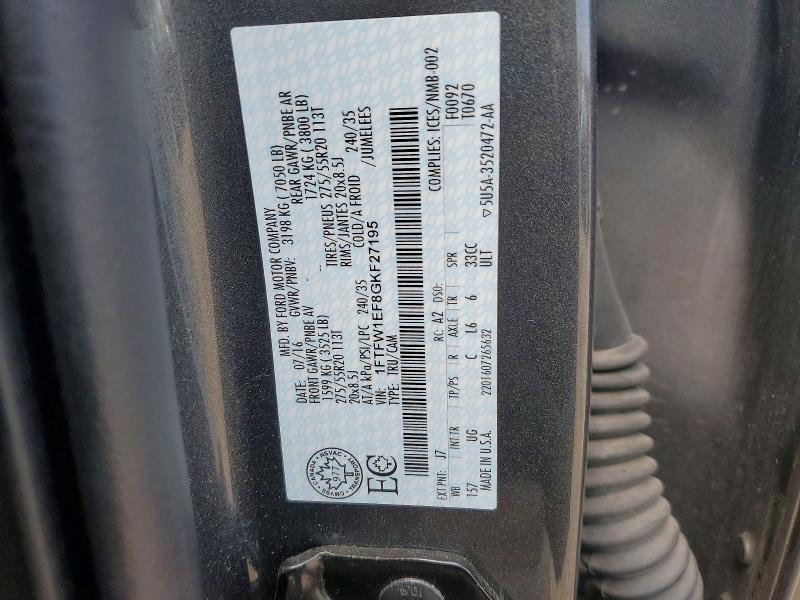 67252036 :رقم المزاد ، 1FTFW1EF8GKF27195 vin ، 2016 Ford F150 مزاد بيع