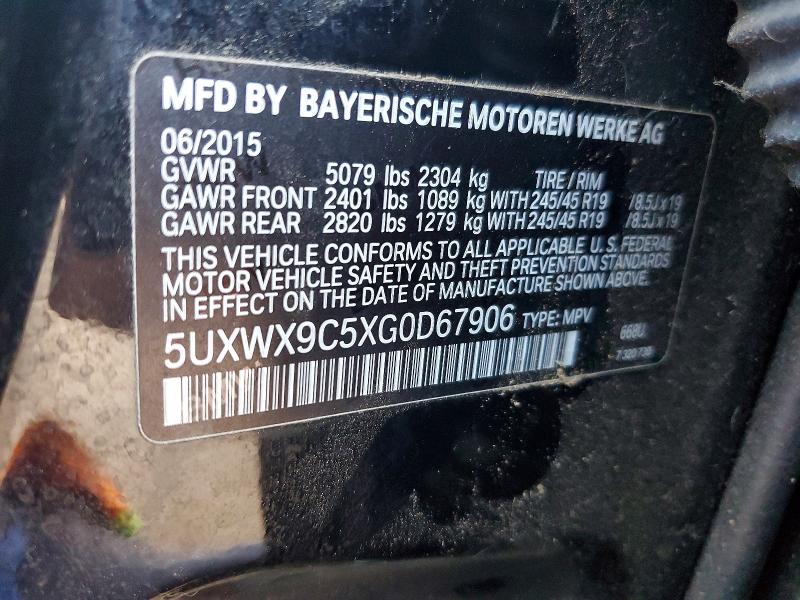 63248076 :رقم المزاد ، 5UXWX9C5XG0D67906 vin ، 2016 Bmw X3 مزاد بيع