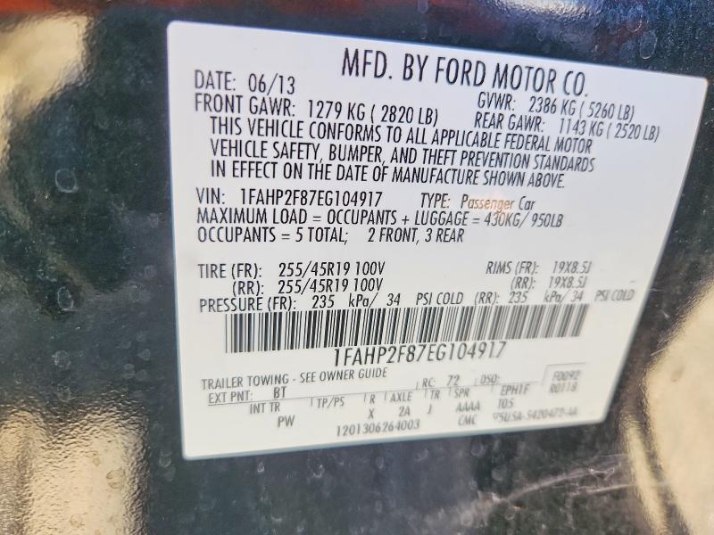 2014 Ford Taurus მანქანა იყიდება აუქციონზე, vin: 1FAHP2F87EG104917, აუქციონის ნომერი: 64246076