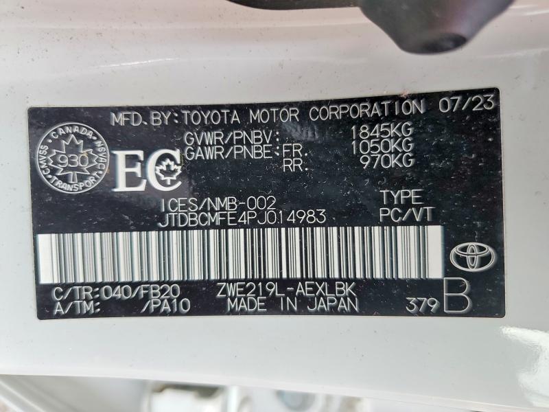 Продажа на аукционе авто 2023 Toyota Corolla Hybrid, vin: JTDBCMFE4PJ014983, номер лота: 64369456