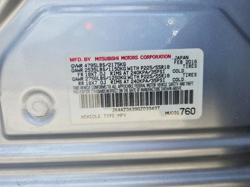 Продаж на аукціоні авто 2016 Mitsubishi Outlander, vin: JA4AZ3A39GZ033437, номер лоту: 63301936