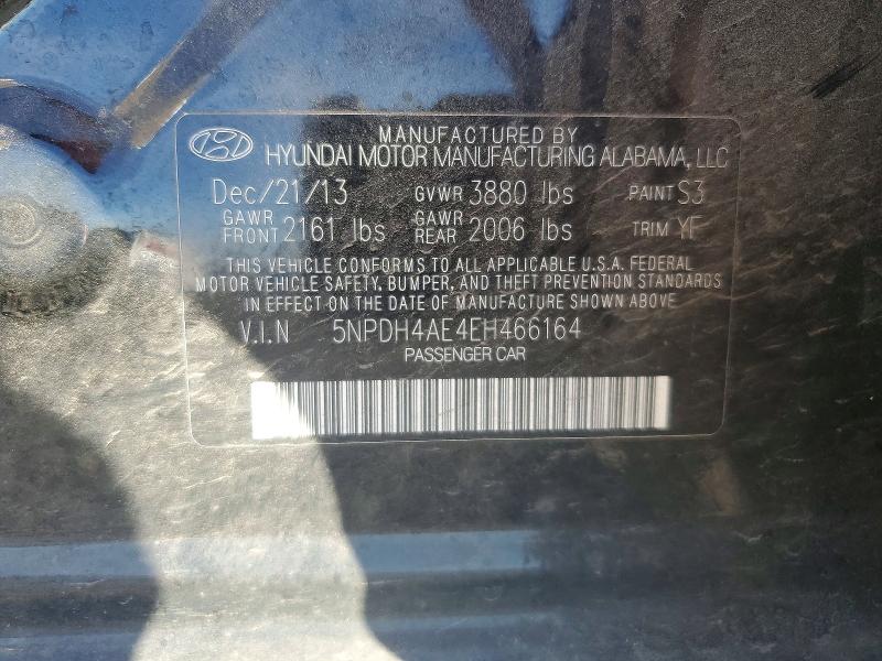67101716 :رقم المزاد ، 5NPDH4AE4EH466164 vin ، 2014 Hyundai Elantra مزاد بيع