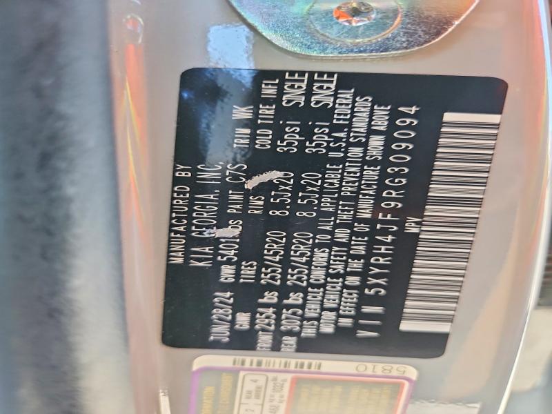 65092696 :رقم المزاد ، 5XYRH4JF9RG309094 vin ، 2024 Kia Sorento مزاد بيع