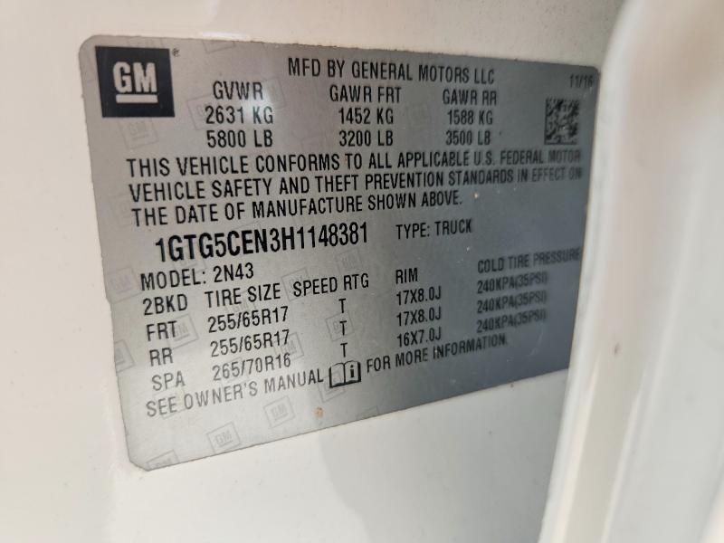 Aukcja sprzedaży 2017 Gmc Canyon, vin: 1GTG5CEN3H1148381, numer aukcji: 64619026
