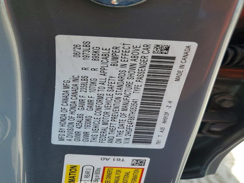 Продаж на аукціоні авто 2026 Honda Civic, vin: 2HGFE4F88TH353541, номер лоту: 65562836
