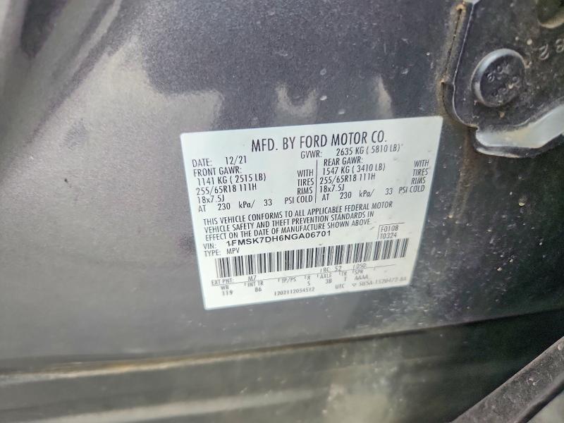 Aukcja sprzedaży 2022 Ford Explorer, vin: 1FMSK7DH6NGA06701, numer aukcji: 66758716
