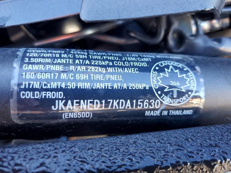 Продаж на аукціоні авто 2019 Kawasaki En650, vin: JKAENED17KDA15630, номер лоту: 64247136