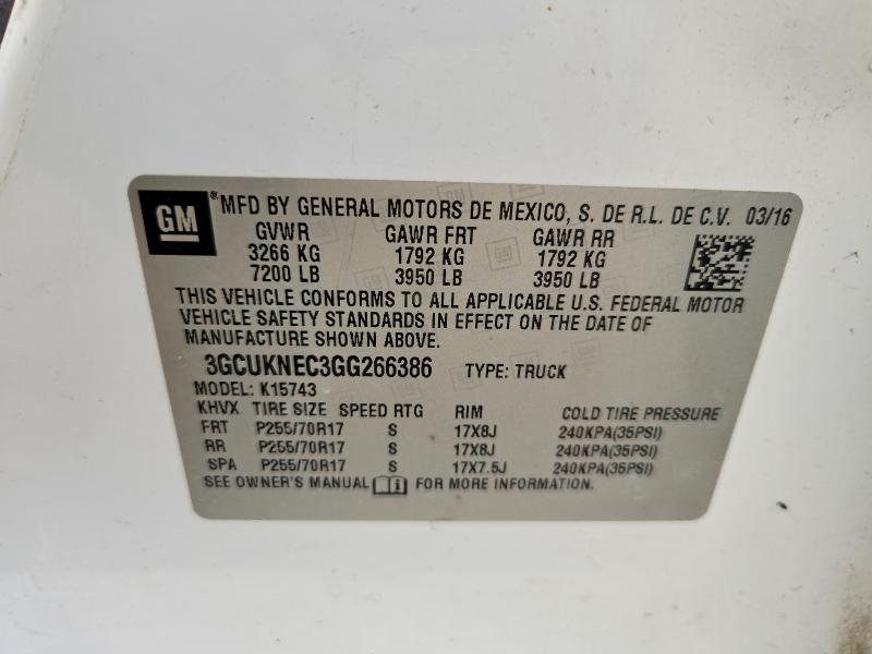 2016 Chevrolet Silverado მანქანა იყიდება აუქციონზე, vin: 3GCUKNEC3GG266386, აუქციონის ნომერი: 66455966