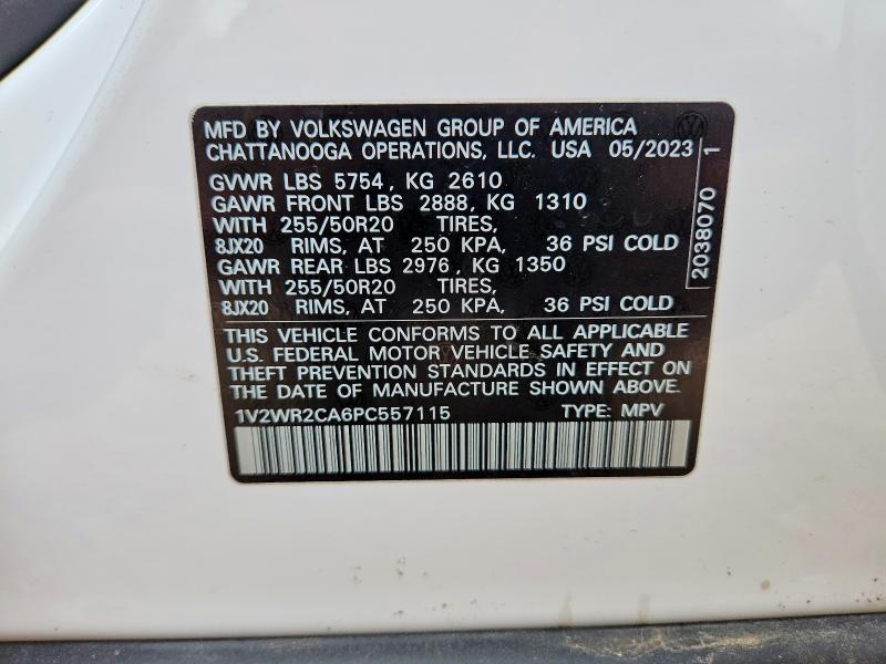 Продаж на аукціоні авто 2023 Volkswagen Atlas, vin: 1V2WR2CA6PC557115, номер лоту: 63330366
