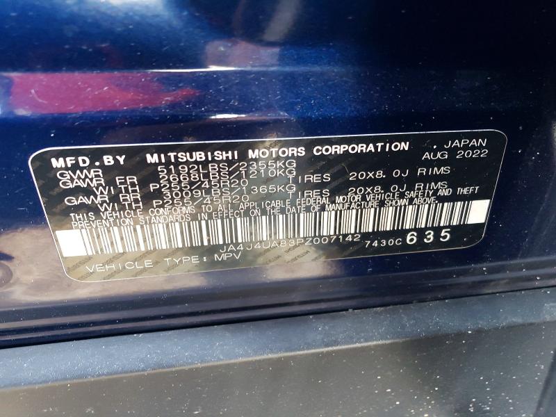 Aukcja sprzedaży 2023 Mitsubishi Outlander, vin: JA4J4UA83PZ007142, numer aukcji: 63781236
