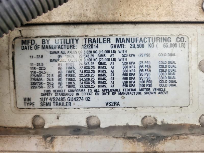 66833166 :رقم المزاد ، 1UYVS2485GU427402 vin ، 2016 Utility Trailer Vsra Reefe مزاد بيع