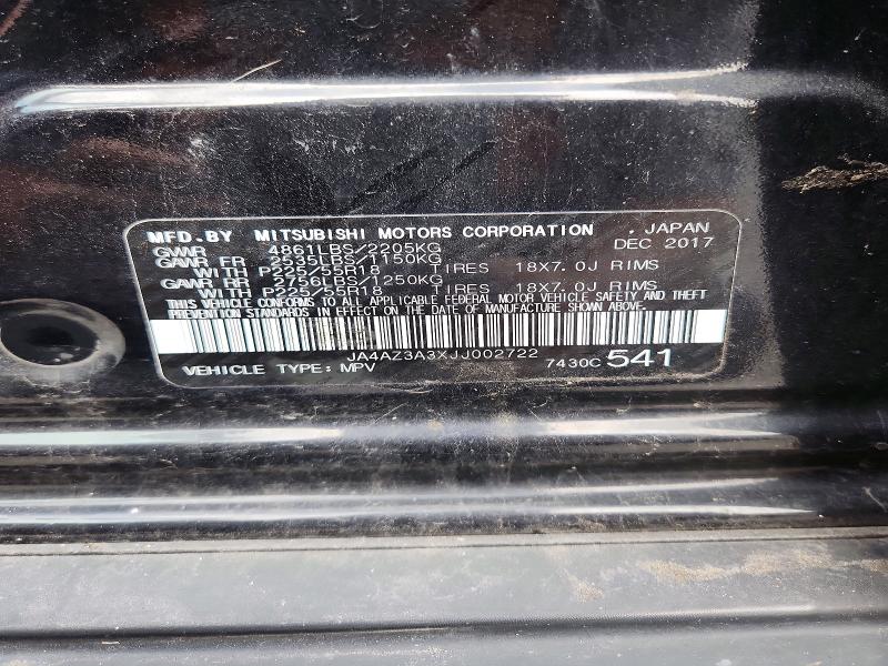 Продажа на аукционе авто 2018 Mitsubishi Outlander, vin: JA4AZ3A3XJJ002722, номер лота: 66092756