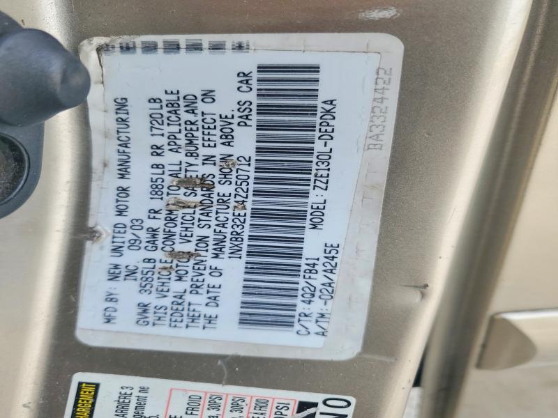 2004 Toyota Corolla მანქანა იყიდება აუქციონზე, vin: 1NXBR32E74Z250712, აუქციონის ნომერი: 64053506