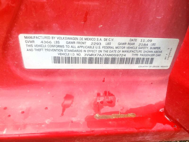 Продаж на аукціоні авто 2010 Volkswagen Jetta, vin: 3VWRX7AJ7AM059724, номер лоту: 63369216