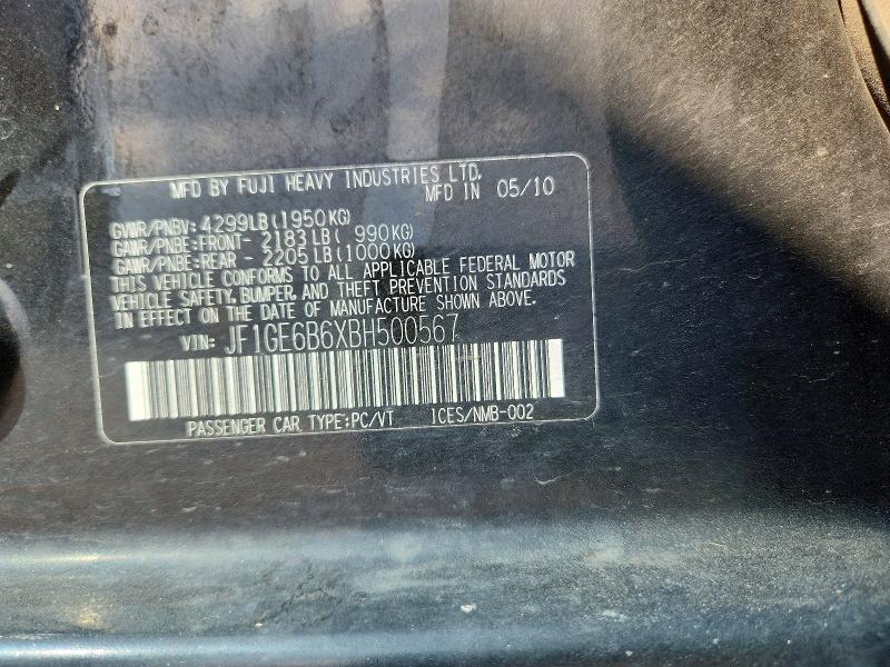 64440016 :رقم المزاد ، JF1GE6B6XBH500567 vin ، 2011 Subaru Impreza مزاد بيع