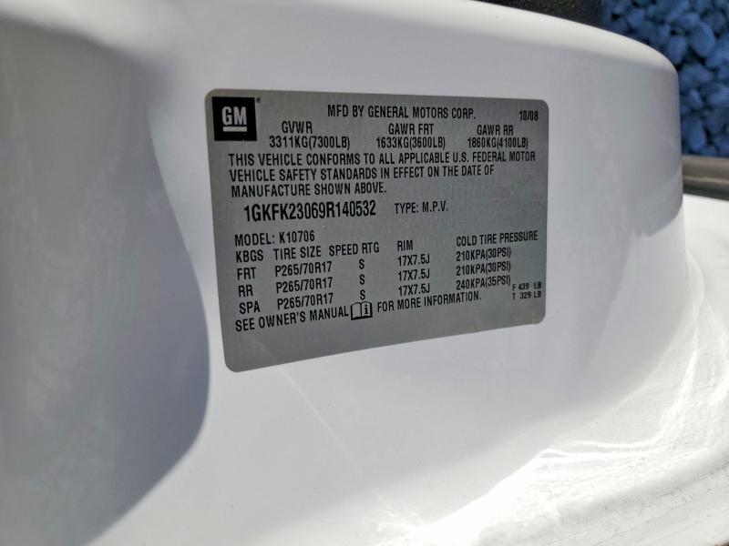 66197906 :رقم المزاد ، 1GKFK23069R140532 vin ، 2009 Gmc Yukon مزاد بيع