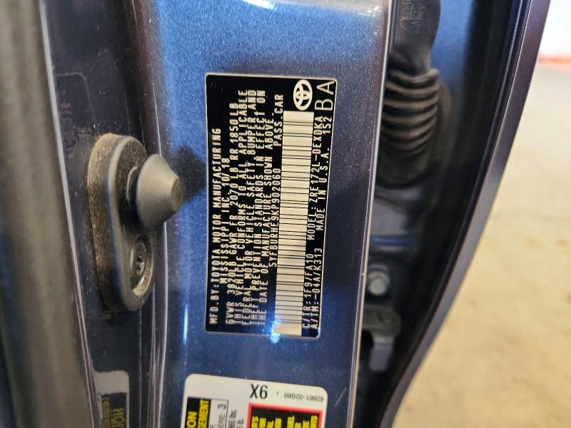 2019 Toyota Corolla მანქანა იყიდება აუქციონზე, vin: 5YFBURHE9KP902060, აუქციონის ნომერი: 65370006