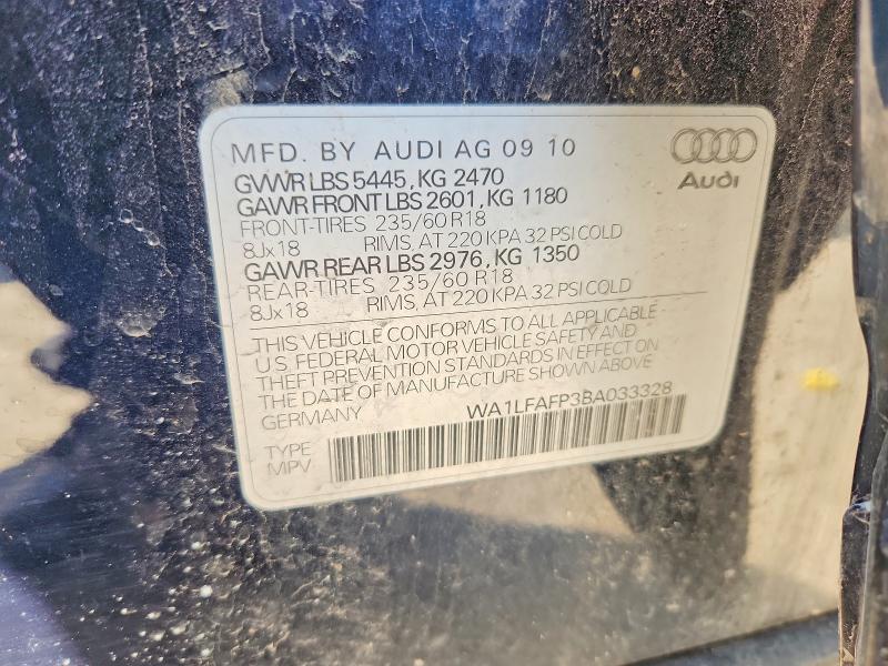 2011 Audi Q5 მანქანა იყიდება აუქციონზე, vin: WA1LFAFP3BA033328, აუქციონის ნომერი: 65600666