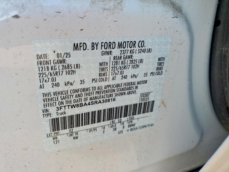 Продажа на аукционе авто 2025 Ford Maverick, vin: 3FTTW8BA4SRA30816, номер лота: 63054206