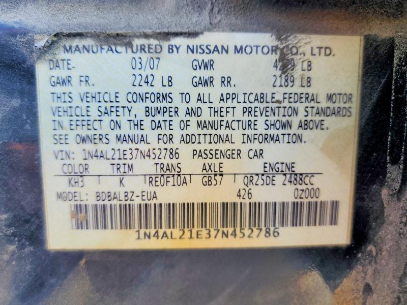 Продаж на аукціоні авто 2007 Nissan Altima, vin: 1N4AL21E37N452786, номер лоту: 64452456