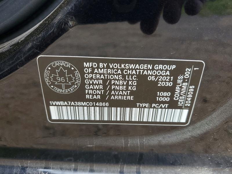 65115186 :رقم المزاد ، 1VWBA7A38MC014866 vin ، 2021 Volkswagen Passat مزاد بيع