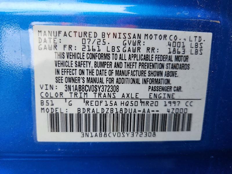 Продажа на аукционе авто 2025 Nissan Sentra, vin: 3N1AB8CV0SY372308, номер лота: 67125806
