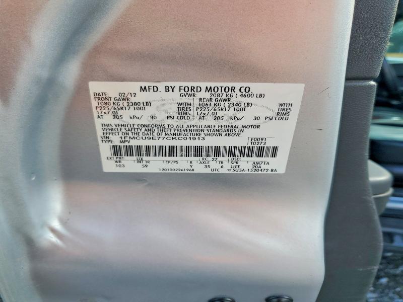 63511816 :رقم المزاد ، 1FMCU9E77CKC01913 vin ، 2012 Ford Escape مزاد بيع