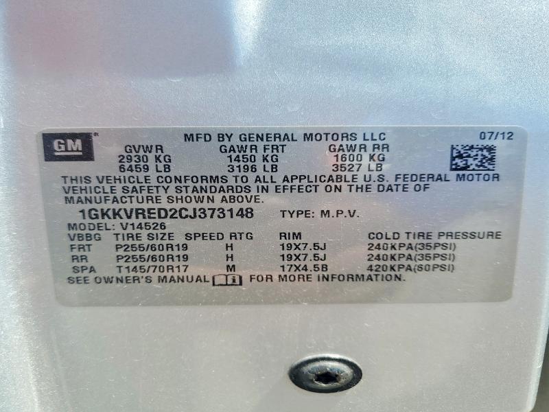 Aukcja sprzedaży 2012 Gmc Acadia, vin: 1GKKVRED2CJ373148, numer aukcji: 64126636