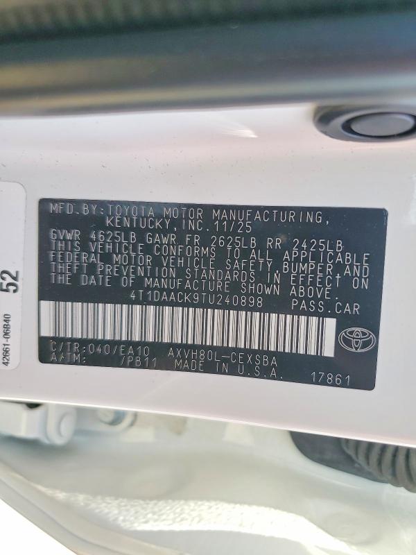 Продажа на аукционе авто 2026 Toyota Camry, vin: 4T1DAACK9TU240898, номер лота: 66181016