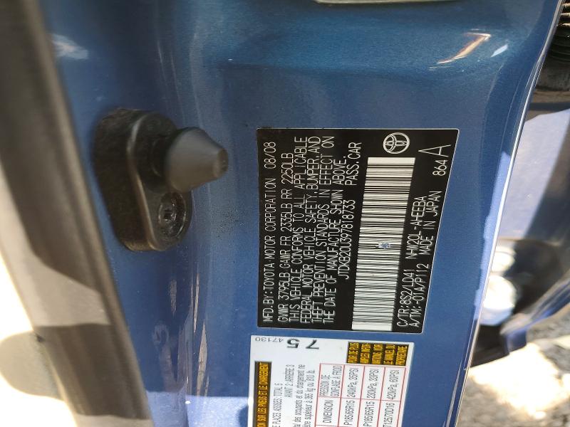 Aukcja sprzedaży 2009 Toyota Prius, vin: JTDKB20U397818733, numer aukcji: 67114426