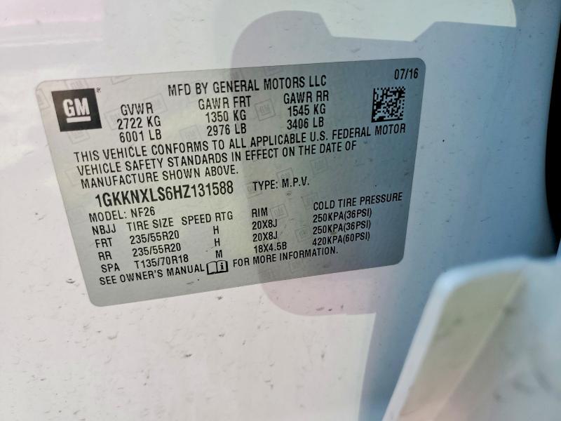 63558036 :رقم المزاد ، 1GKKNXLS6HZ131588 vin ، 2017 Gmc Acadia مزاد بيع