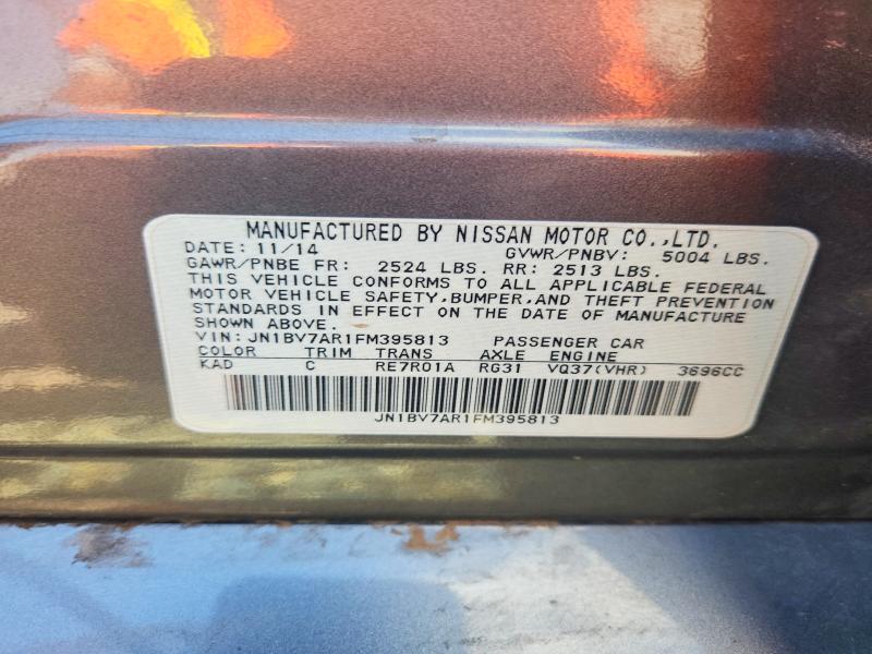 Продаж на аукціоні авто 2015 Infiniti Q50, vin: JN1BV7AR1FM395813, номер лоту: 65949126