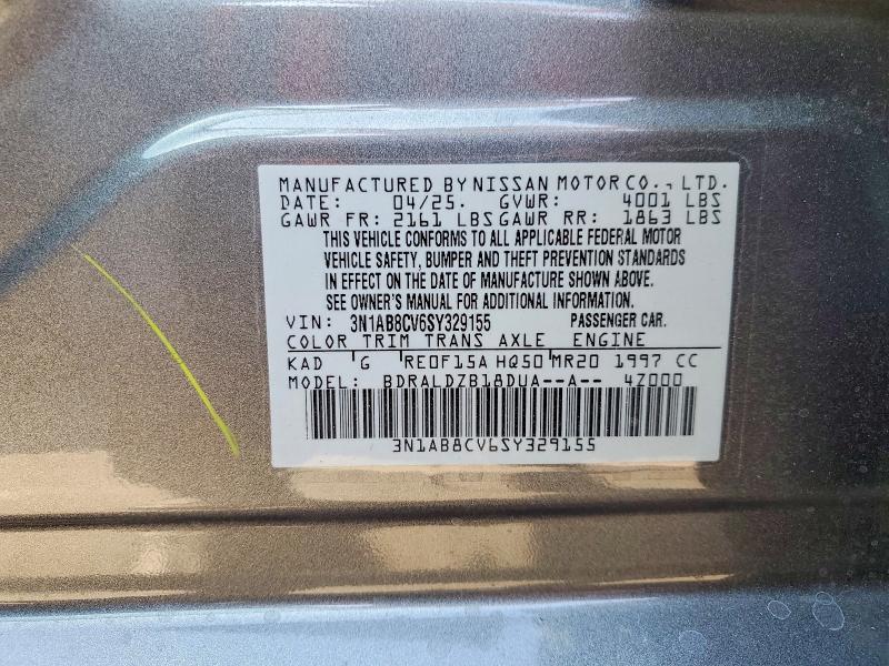 Продажа на аукционе авто 2025 Nissan Sentra, vin: 3N1AB8CV6SY329155, номер лота: 64047486