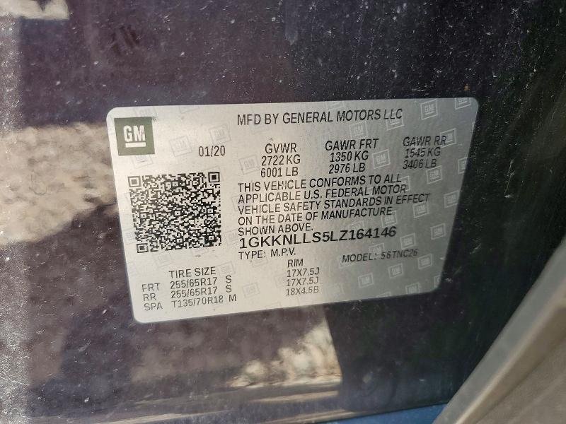 63479356 :رقم المزاد ، 1GKKNLLS5LZ164146 vin ، 2020 Gmc Acadia مزاد بيع
