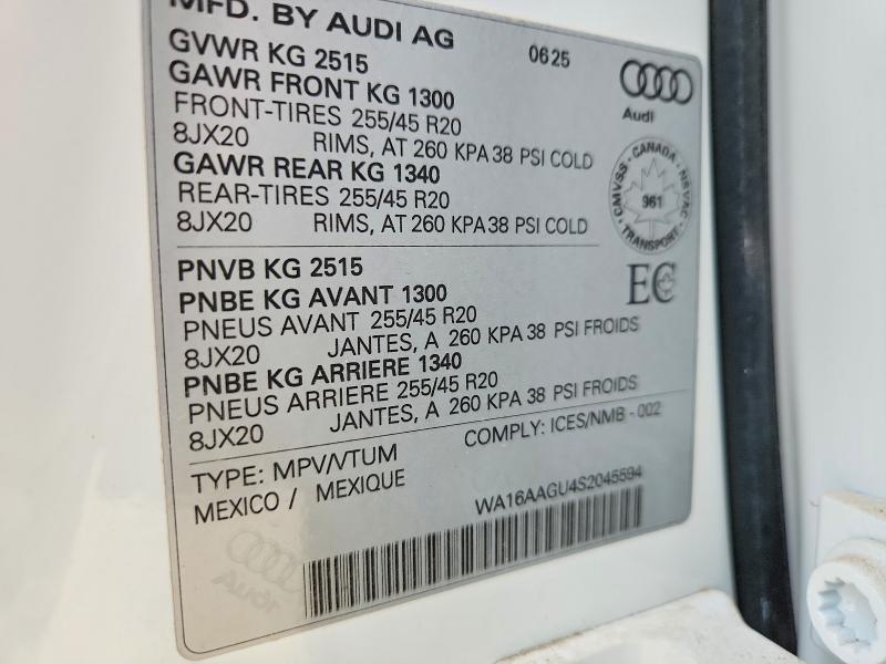 Продажа на аукционе авто 2025 Audi Q5, vin: WA16AAGU4S2045594, номер лота: 62059936