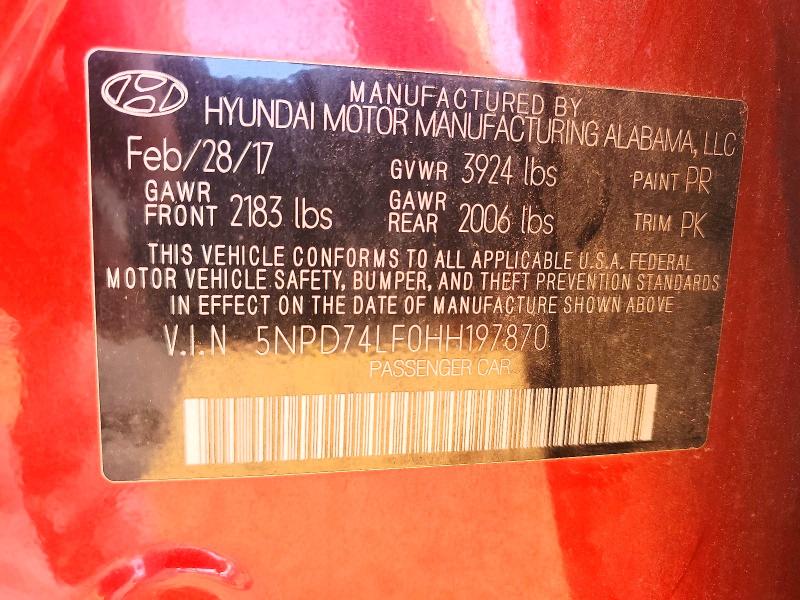 Продажа на аукционе авто 2017 Hyundai Elantra, vin: 5NPD74LF0HH197870, номер лота: 64927486