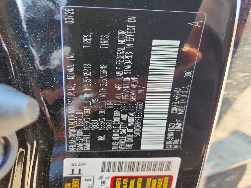 2026 Toyota Highlander მანქანა იყიდება აუქციონზე, vin: 5TDKDRBH9TS606662, აუქციონის ნომერი: 64004756