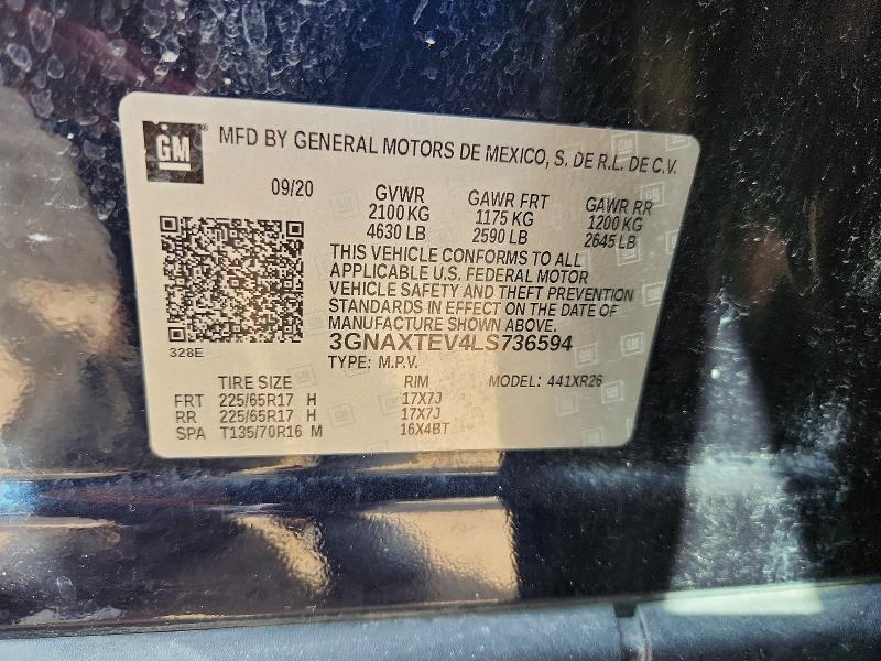 66543056 :رقم المزاد ، 3GNAXTEV4LS736594 vin ، 2020 Chevrolet Equinox مزاد بيع