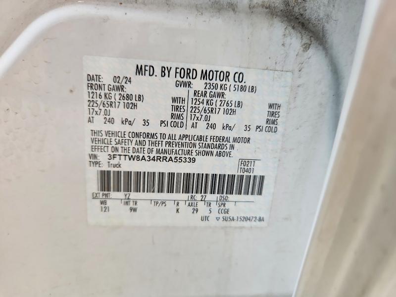 2024 Ford Maverick მანქანა იყიდება აუქციონზე, vin: 3FTTW8A34RRA55339, აუქციონის ნომერი: 64518086