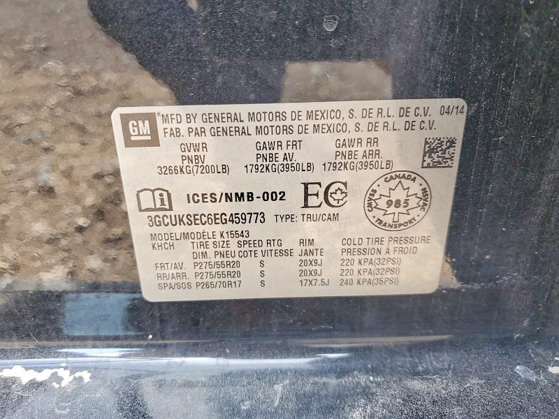 2014 Chevrolet Silverado მანქანა იყიდება აუქციონზე, vin: 3GCUKSEC6EG459773, აუქციონის ნომერი: 66004526
