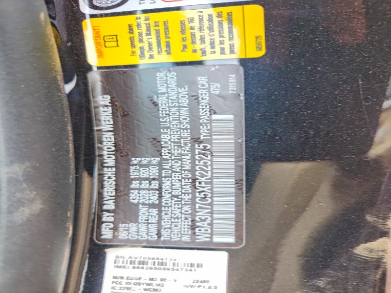 64360086 :رقم المزاد ، WBA3N7C5XFK225275 vin ، 2015 Bmw 428 مزاد بيع
