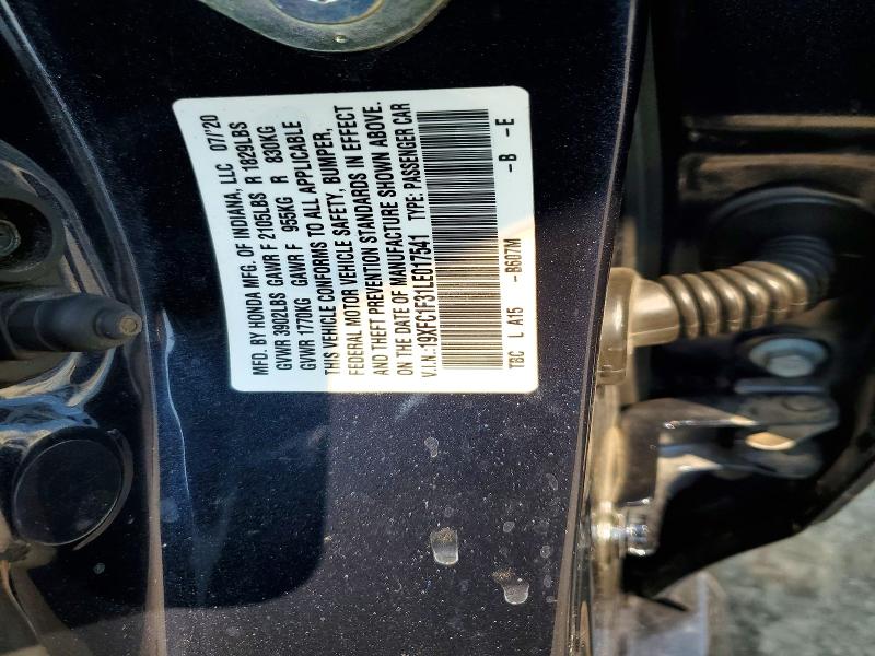 64245786 :رقم المزاد ، 19XFC1F31LE017541 vin ، 2020 Honda Civic مزاد بيع