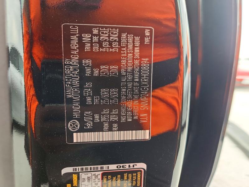 2024 Hyundai Santa Fe მანქანა იყიდება აუქციონზე, vin: 5NMP24GLXRH008894, აუქციონის ნომერი: 66616696