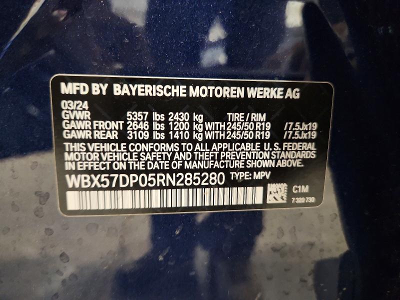 2024 Bmw X3 მანქანა იყიდება აუქციონზე, vin: WBX57DP05RN285280, აუქციონის ნომერი: 64301206