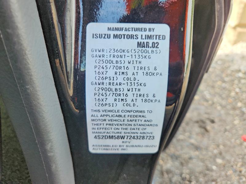 2002 Isuzu Rodeo მანქანა იყიდება აუქციონზე, vin: 4S2DM58W724328723, აუქციონის ნომერი: 63304376